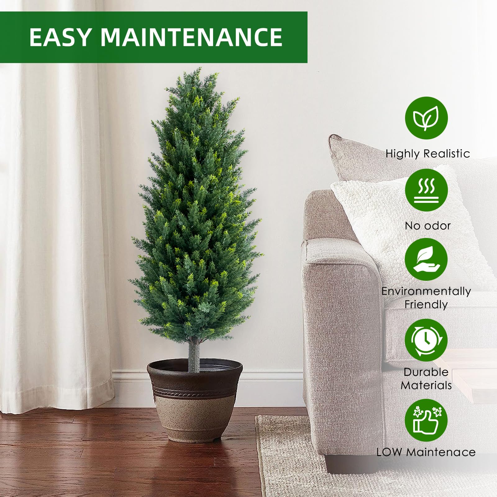 Árbol artificial de eucalipto y cedro resistente a rayos UV Garvee